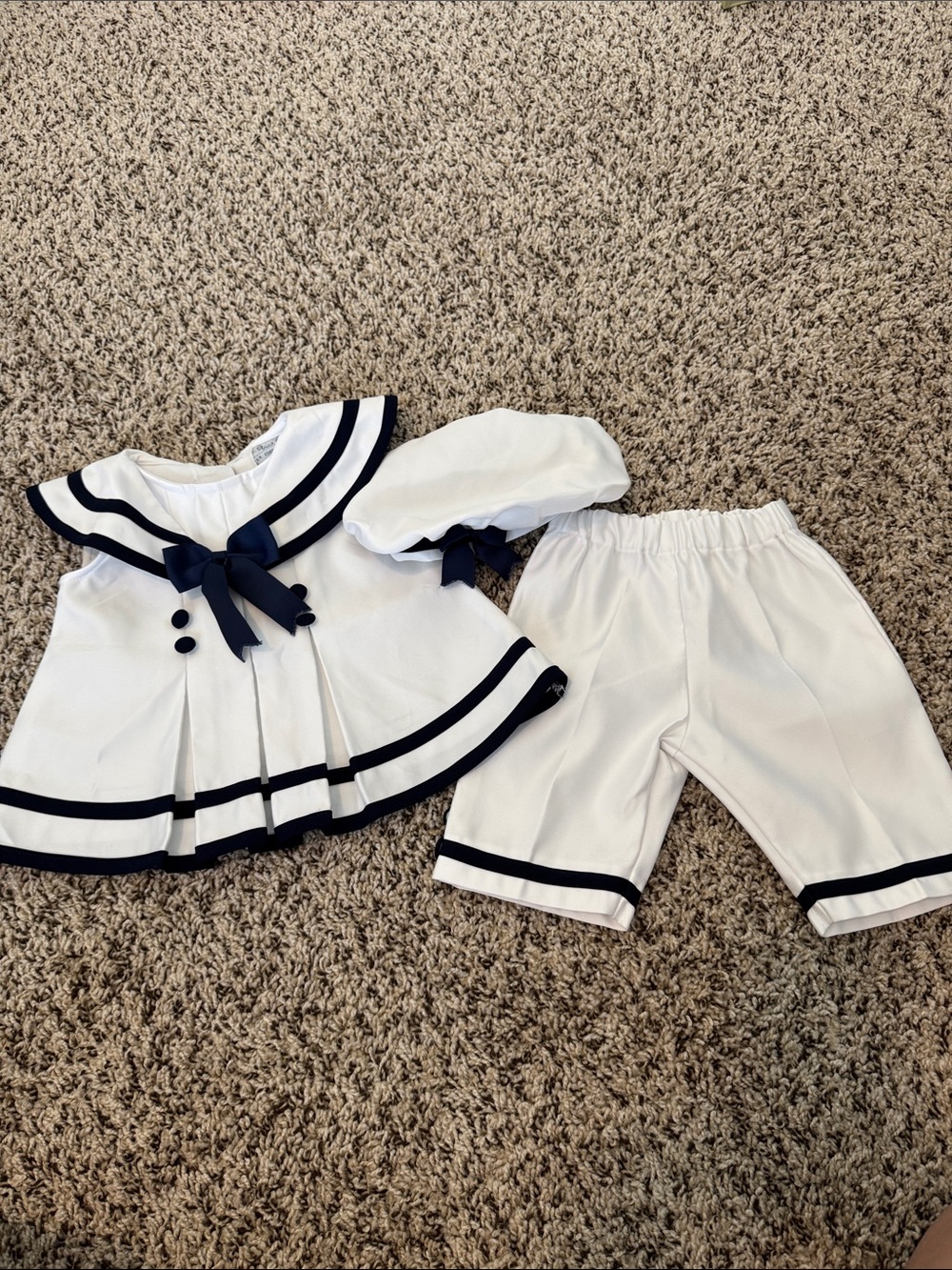 Just Darling Classic White and Navy Sailor Kids 3piece Set
